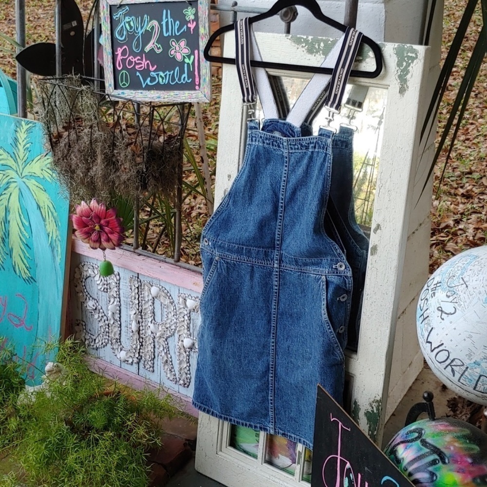 Vintage Donna Karan Denim Overall Skirt Designer Denim Nineties Fashion